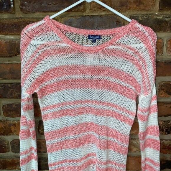 Splendid Loose Knit Pink & White Striped Long Sleeve Top Women's Size XS - Picture 3 of 9